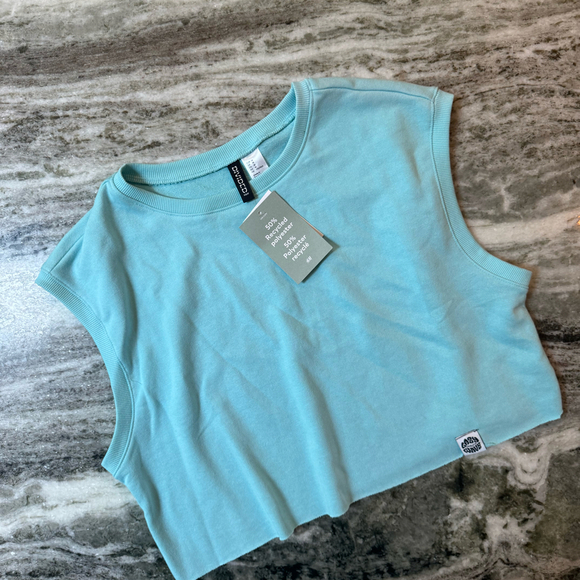 NWT H&M Light Blue Sleeveless Cropped Tank Top - Picture 1 of 2